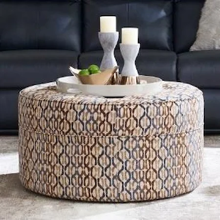 Roundabout Ottoman Button-Tufted Cocktail Ottoman with Casters